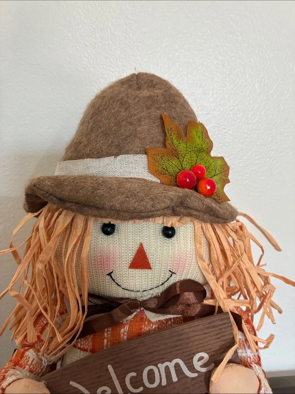 NWT- 25-1/2”- Fall Harvest- Welcome Scarecrow Sitter Greeter Decoration